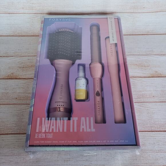 Foxybae I Want It All Blowout Brush, Flat Iron, Curling Wand and Heat Spray Set - Picture 3 of 8